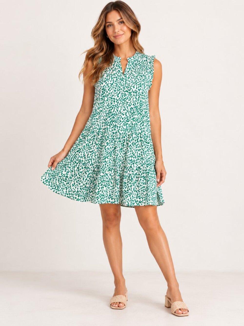 Brand New Green Polka Dot Summer Dress - medium